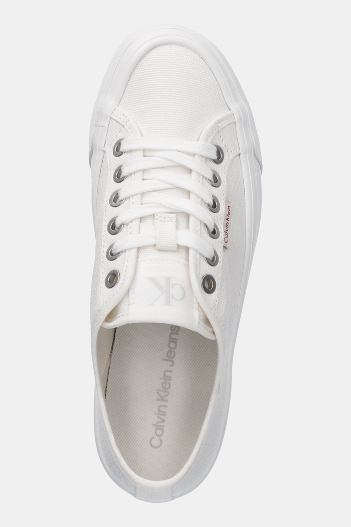 Πάνινα παπούτσια Calvin Klein Jeans VULC FLATFORM CTN LOGO TAG λευκό YW0YW01838