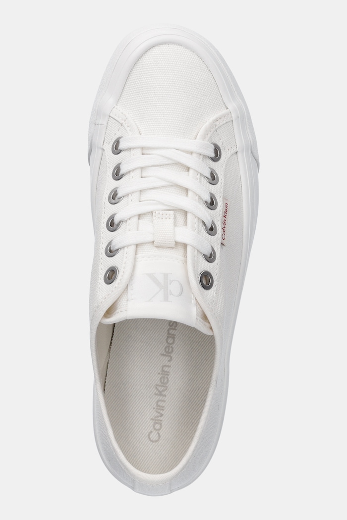 Πάνινα παπούτσια Calvin Klein Jeans VULC FLATFORM CTN LOGO TAG λευκό YW0YW01838