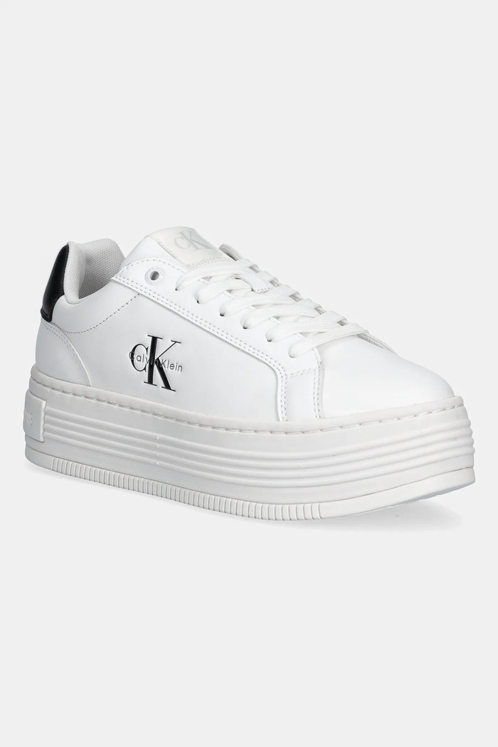 Calvin Klein Jeans sneakersy BOLD FLATF LOW LACE LTH syntetyczny biały YW0YW01878