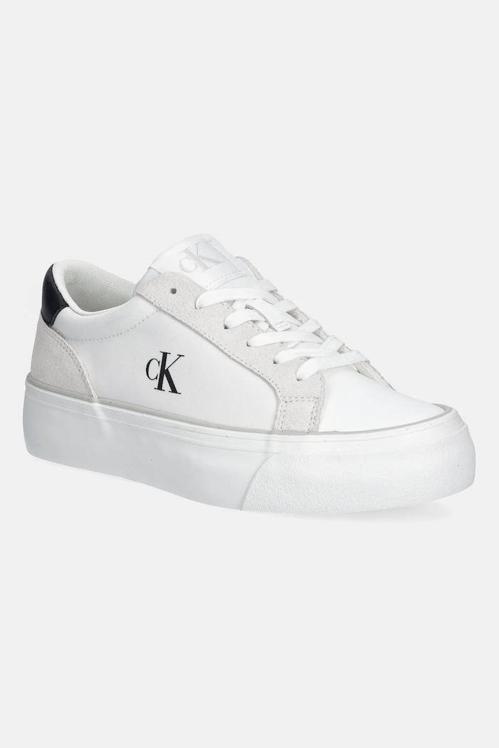 Маратонки Calvin Klein Jeans VULC FLATFORM MG NYLON MIX велур бял YW0YW01896