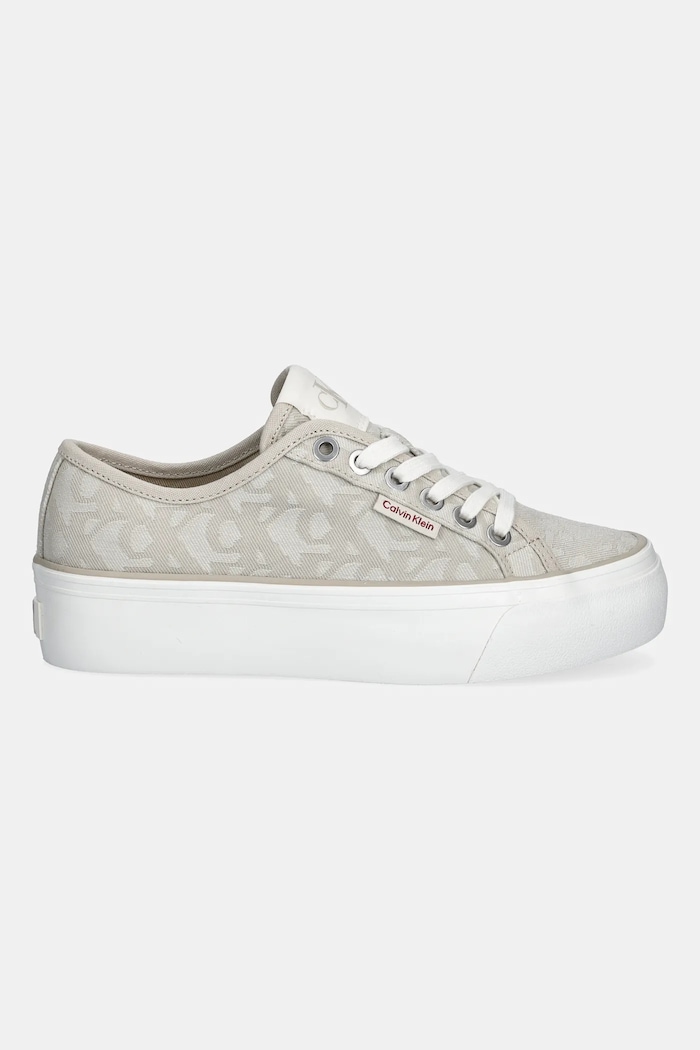 Superge Calvin Klein Jeans VULC FLATF JACQUARD AOP YW0YW01965 bež AW25