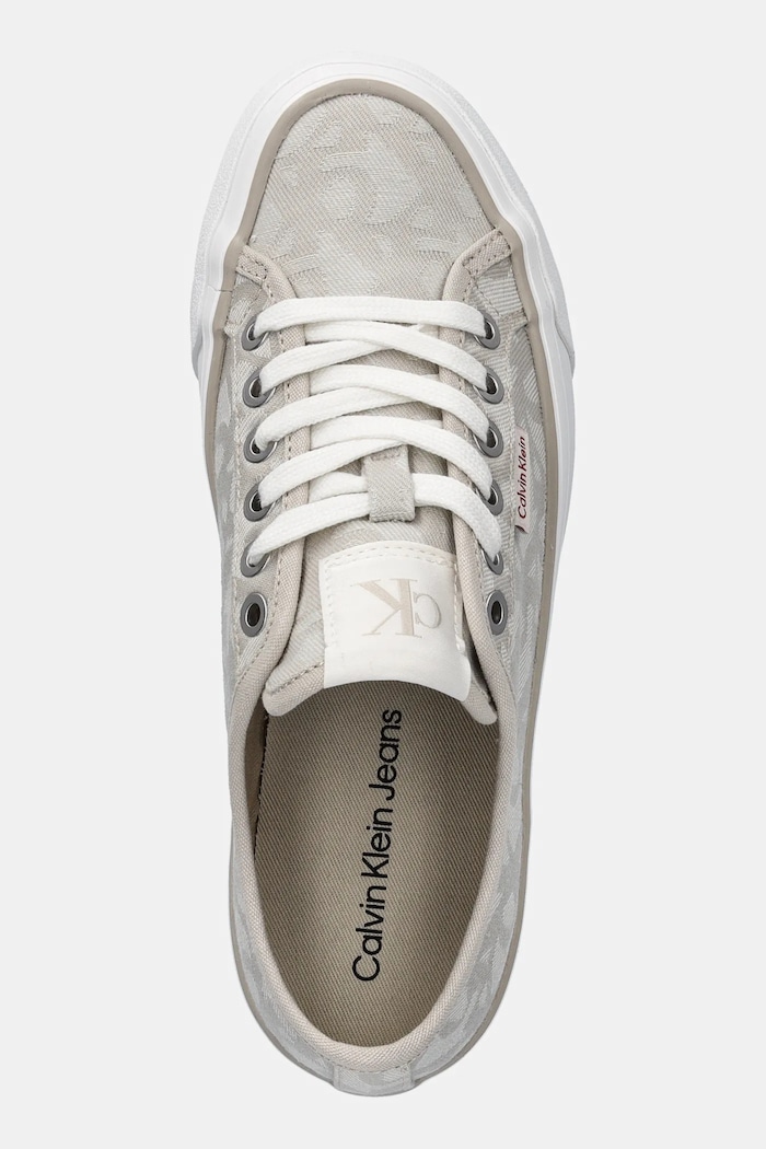 Superge Calvin Klein Jeans VULC FLATF JACQUARD AOP bež YW0YW01965