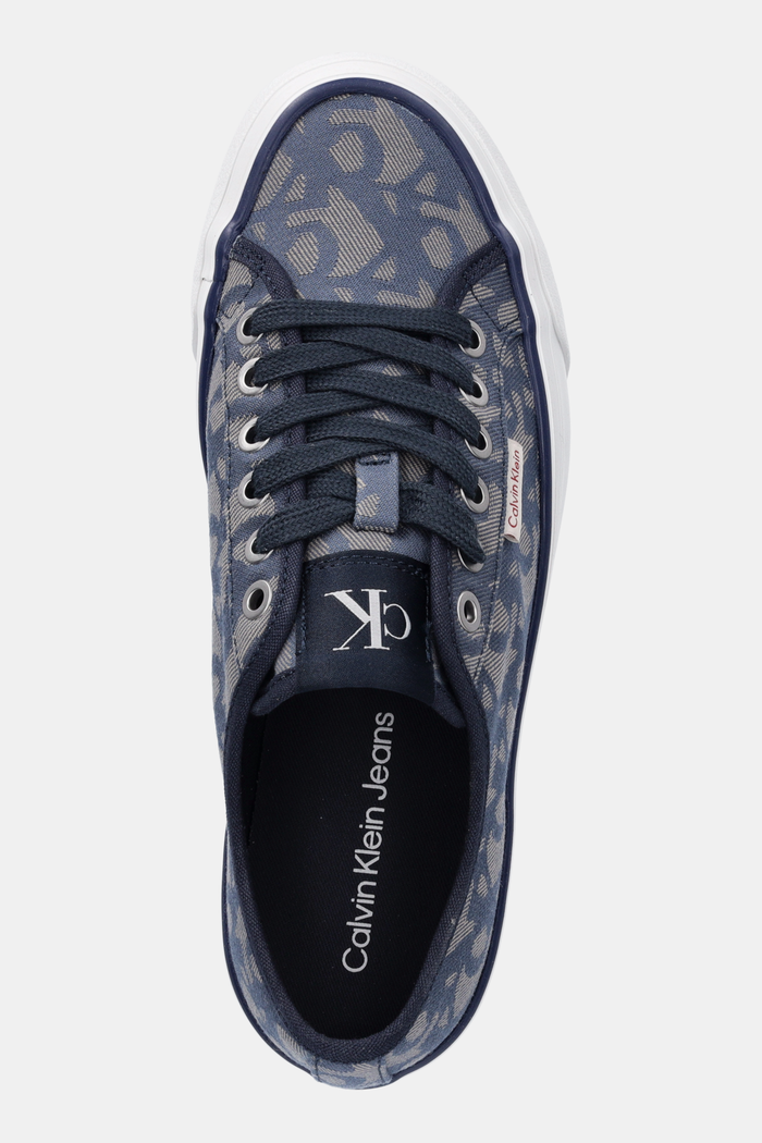 Tenisky Calvin Klein Jeans VULC FLATF JACQUARD AOP tmavomodrá YW0YW01965