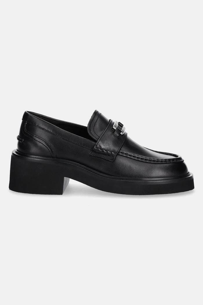 Tommy Jeans bőr mokaszin TJW CHUNKY HEEL LOAFER EN0EN02789 fekete AW25