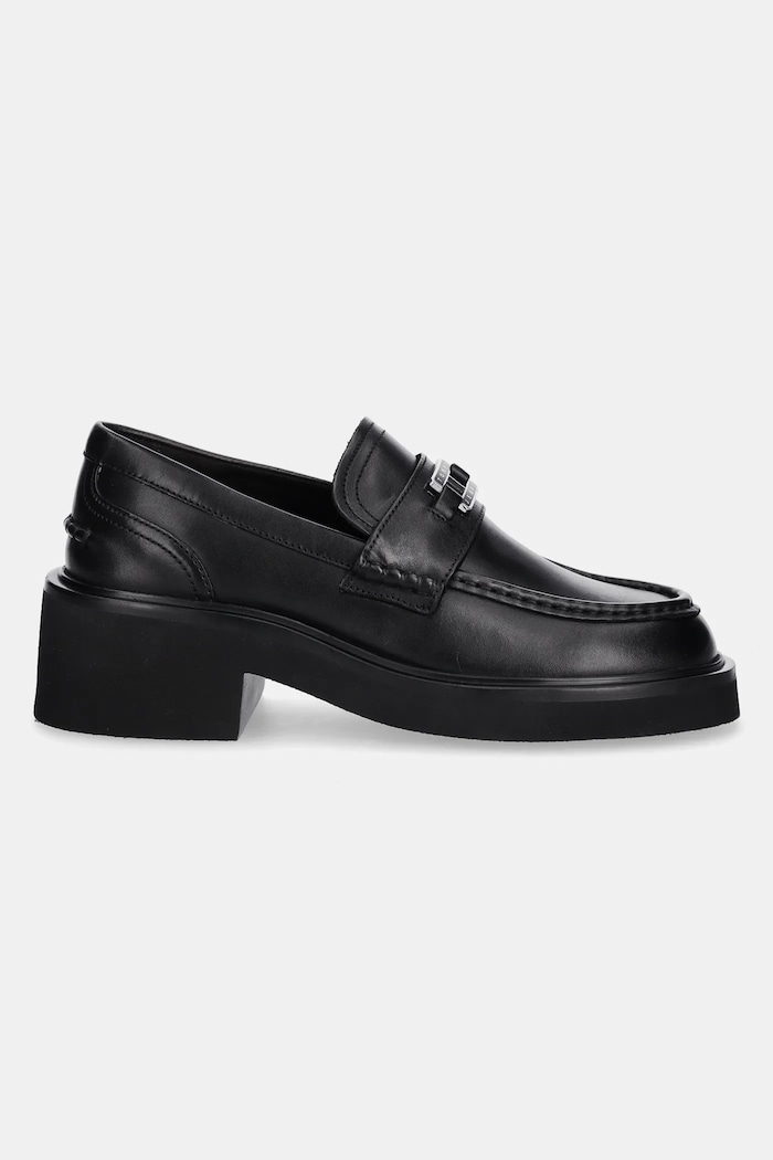 Tommy Jeans bőr mokaszin TJW CHUNKY HEEL LOAFER EN0EN02789 fekete AW25