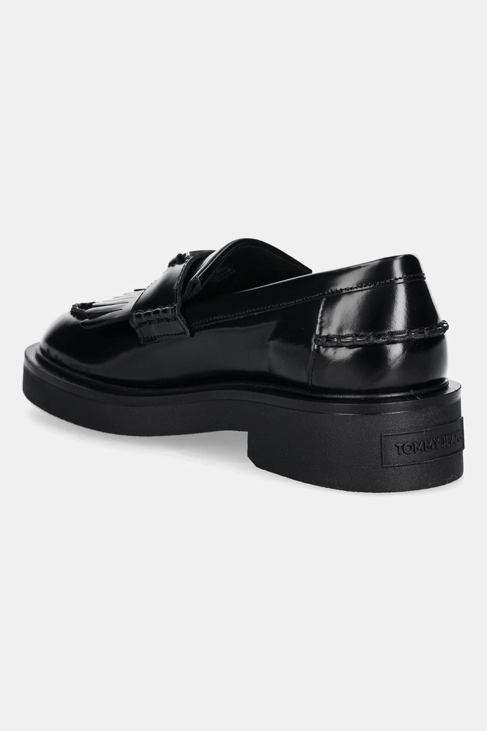 Obuwie Tommy Jeans mokasyny skórzane TJW FRINGES LOAFER EN0EN02790 czarny