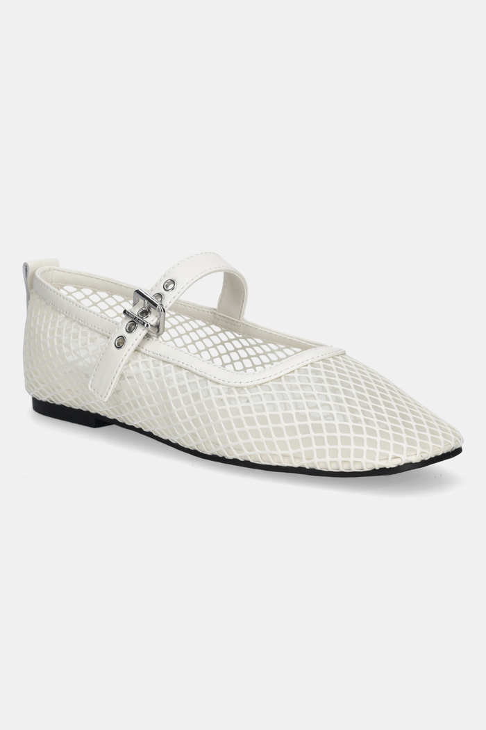 Baleríny Tommy Jeans TJW MESH MARYJANE BALLERINA usňová koža biela EN0EN02872