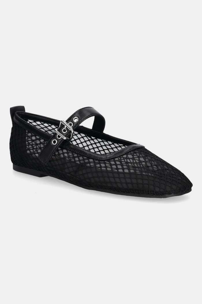 Baleríny Tommy Jeans TJW MESH MARYJANE BALLERINA usňová koža čierna EN0EN02872