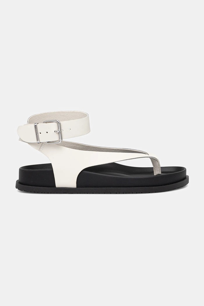 Kožené sandály Tommy Jeans TJW ANKLE STRAP SANDAL EN0EN02873 béžová AW25