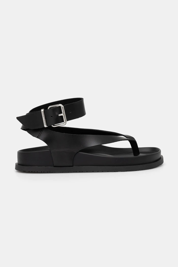 Kožené sandály Tommy Jeans TJW ANKLE STRAP SANDAL EN0EN02873 černá AW25