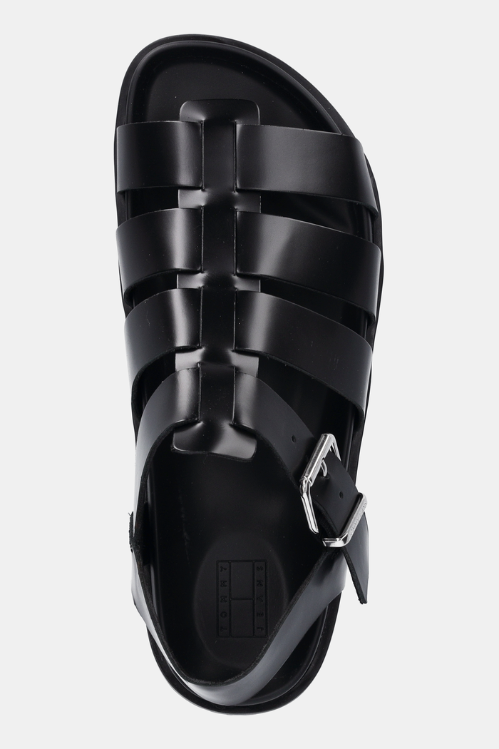 Tommy Jeans bőr szandál TJW FISHERMAN PATENT SANDAL fekete EN0EN02874