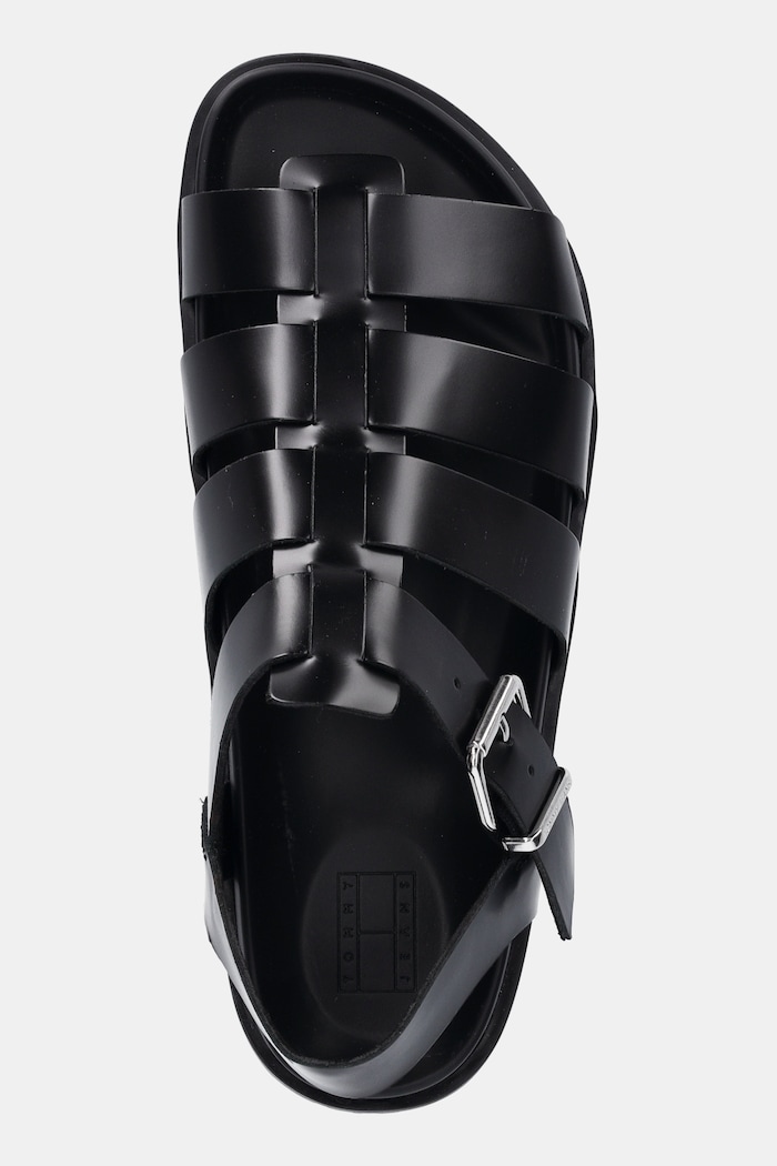 Tommy Jeans bőr szandál TJW FISHERMAN PATENT SANDAL fekete EN0EN02874