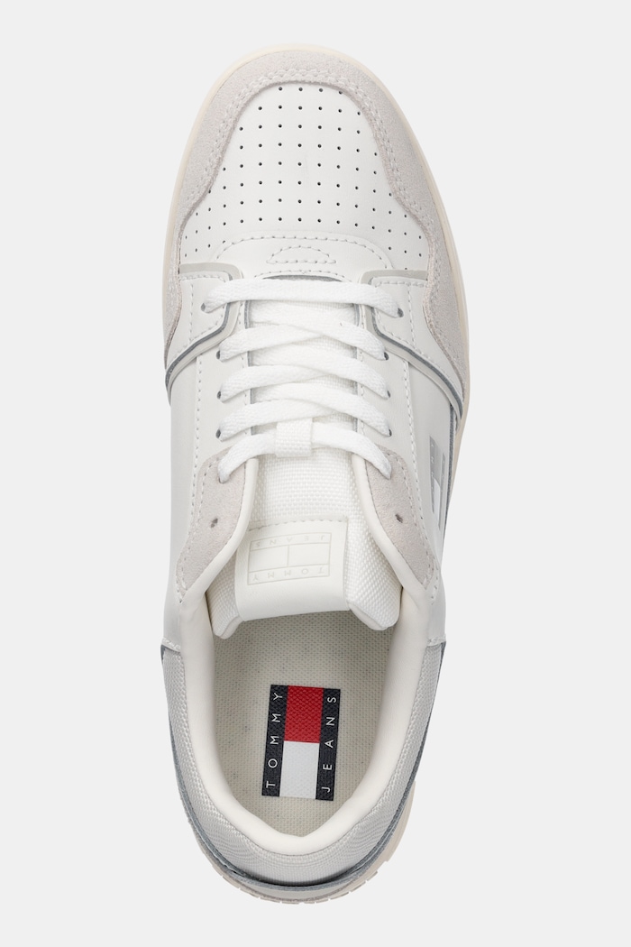 Kožené tenisky Tommy Jeans TJW RETRO BASKET SNEAKER biela EN0EN02818