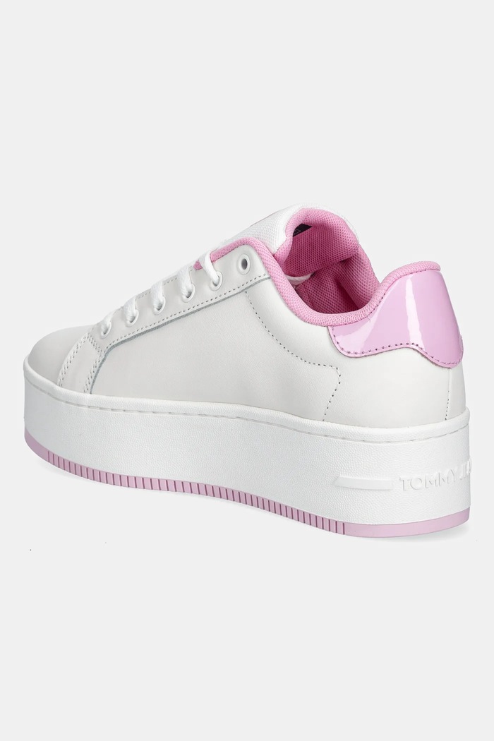 Obuwie Tommy Jeans sneakersy skórzane TJW FLATFORM PATENT SNEAKER EN0EN02864 biały