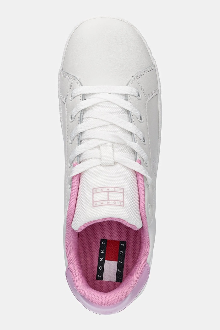 Tommy Jeans sneakersy skórzane TJW FLATFORM PATENT SNEAKER biały EN0EN02864