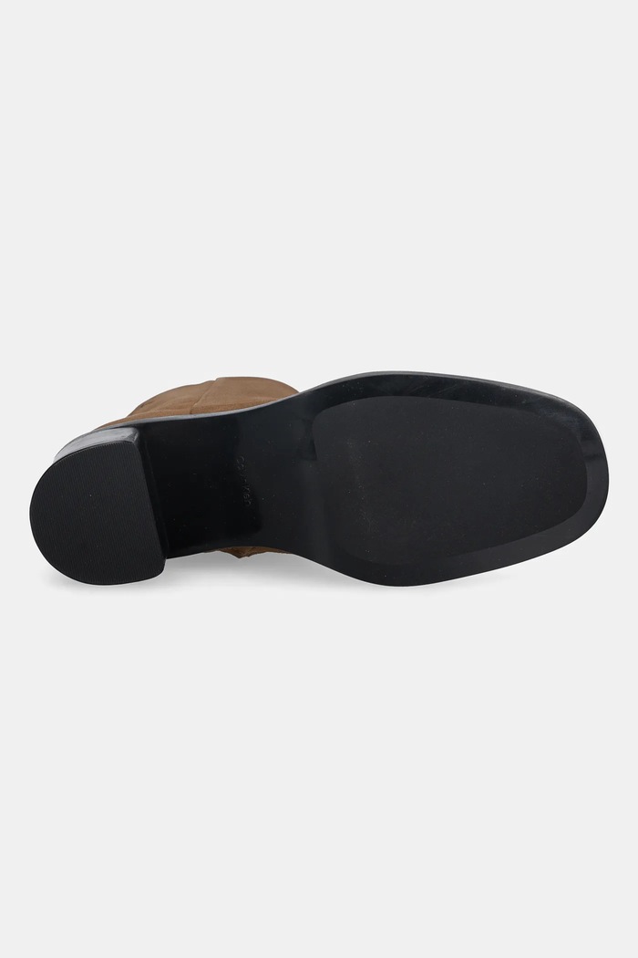 Semišové topánky Calvin Klein BLOCK HEEL ZIP BOOT SUE HW0HW02592 hnedá