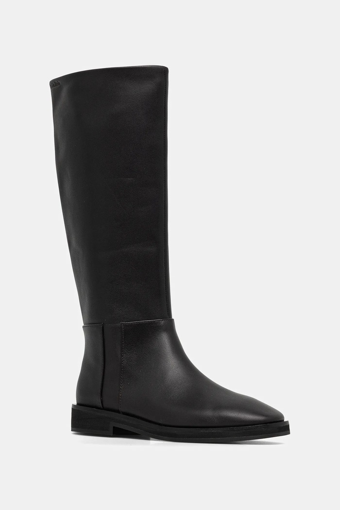 Usnjeni elegantni škornji Calvin Klein FORMAL UTK BOOT LTH Ravna rjava HW0HW02599