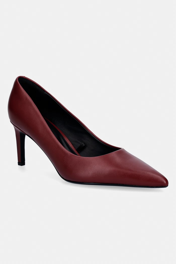 Kožené lodičky Calvin Klein ESS STILETTO 70 usňová koža červená HW0HW02607