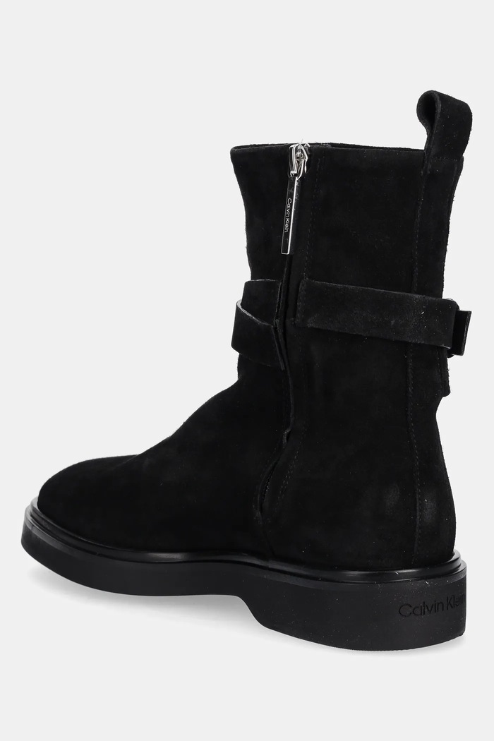 Încălțăminte Calvin Klein cizme din piele întoarsă ANKLE BOOT W/ METAL LOGO SUE HW0HW02664 negru