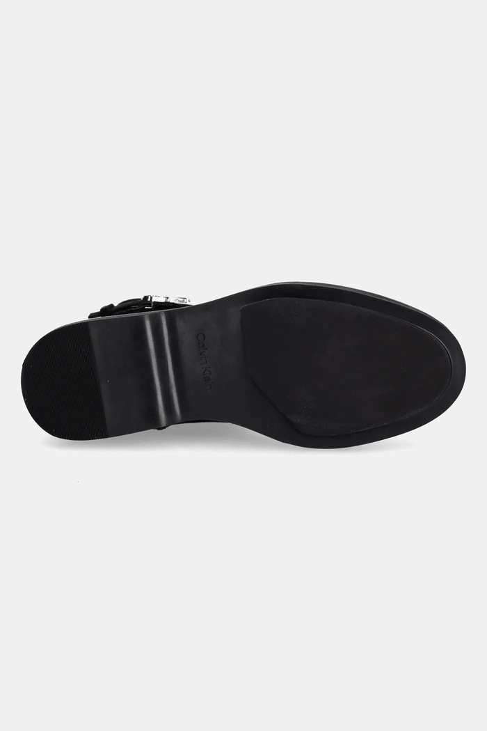 Calvin Klein cizme din piele întoarsă ANKLE BOOT W/ METAL LOGO SUE HW0HW02664 negru