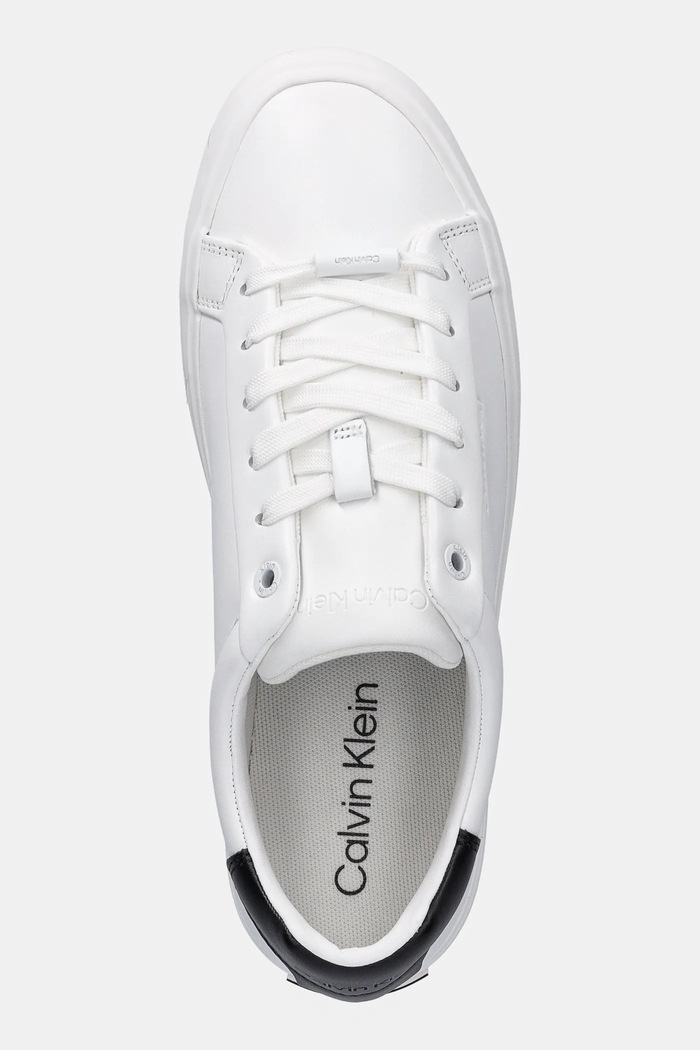 Calvin Klein sneakersy skórzane LACE-UP SNEAKER LTH CK biały HW0HW02673