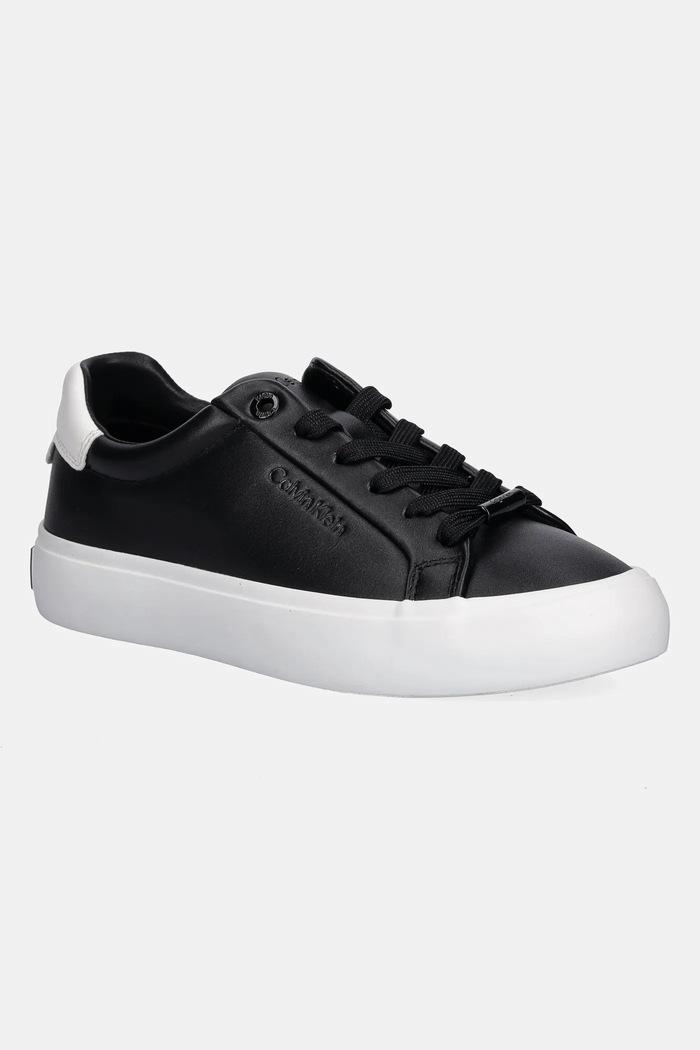 Usnjene superge Calvin Klein LACE-UP SNEAKER LTH CK Raven črna HW0HW02673
