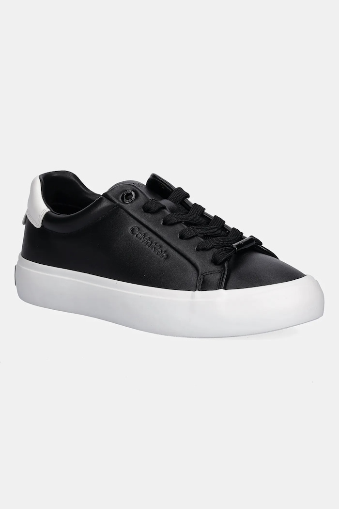 Usnjene superge Calvin Klein LACE-UP SNEAKER LTH CK Raven črna HW0HW02673