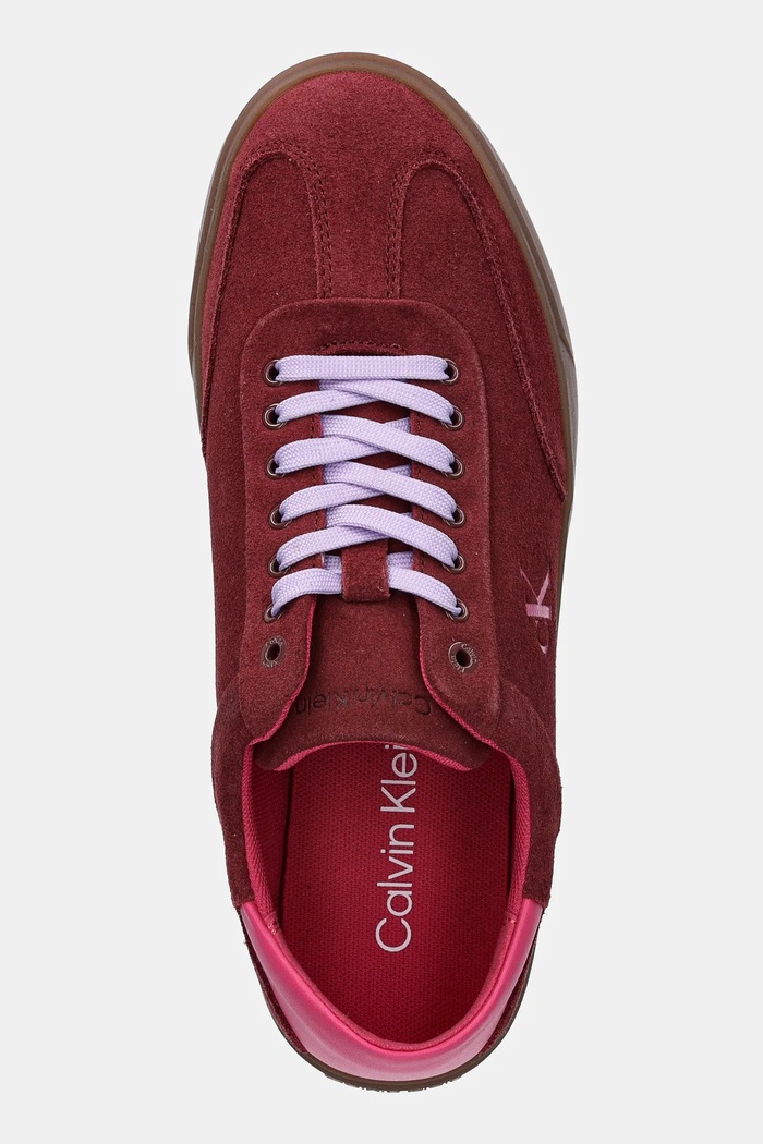 Kožené tenisky Calvin Klein LOW PRO CUPS LACE UP burgundské HW0HW02683