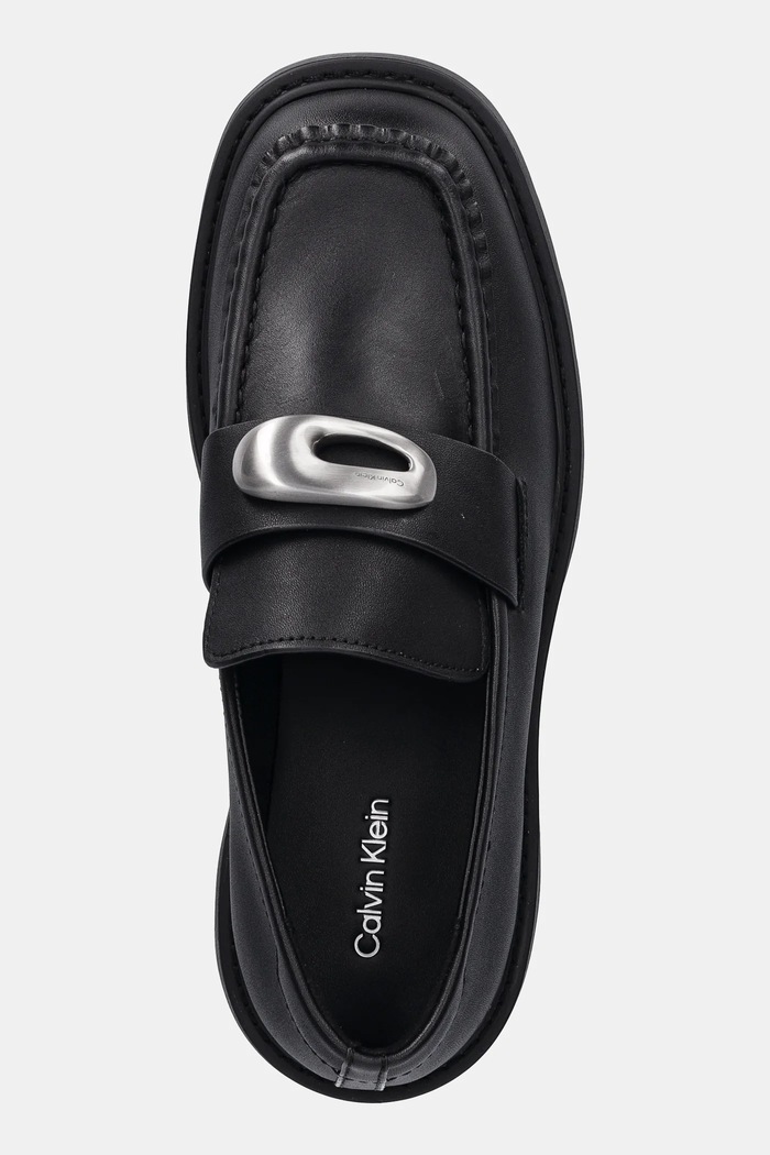 Calvin Klein mocasini de piele CHUNKY LOAFER LTH HW negru YW0YW01912