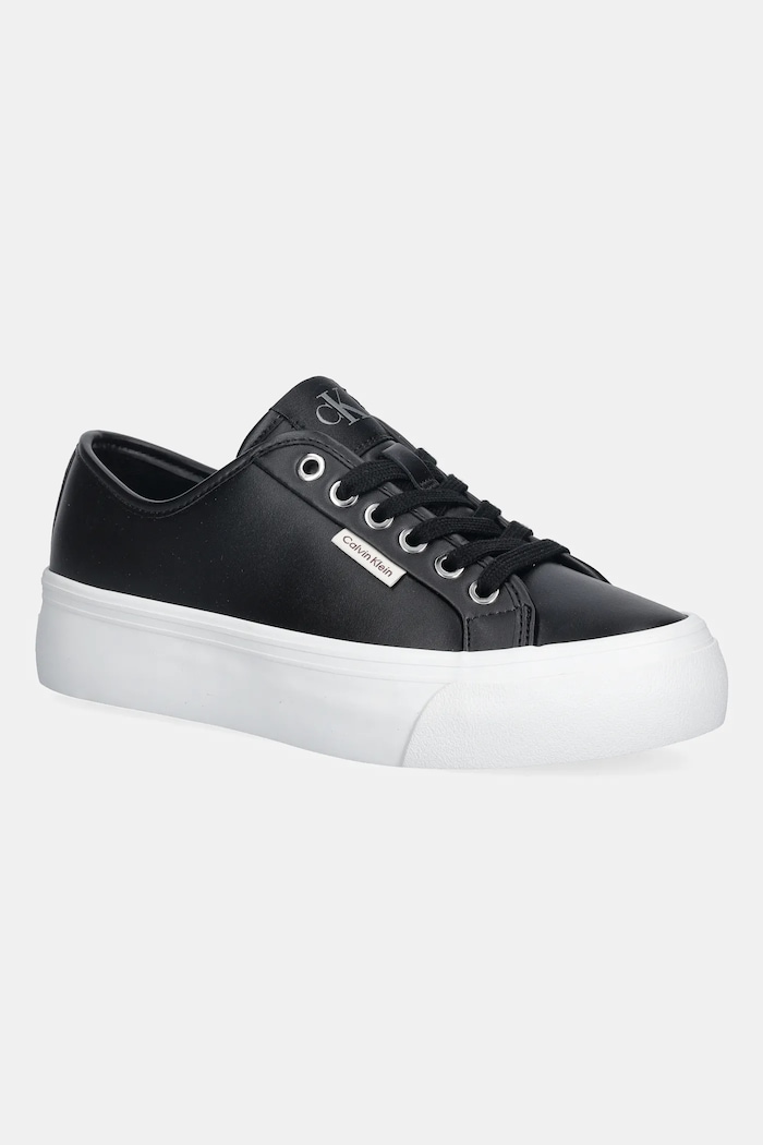 Calvin Klein sportcipő VULC FLATF LACE UP LTH CK nappa bőr fekete YW0YW01932