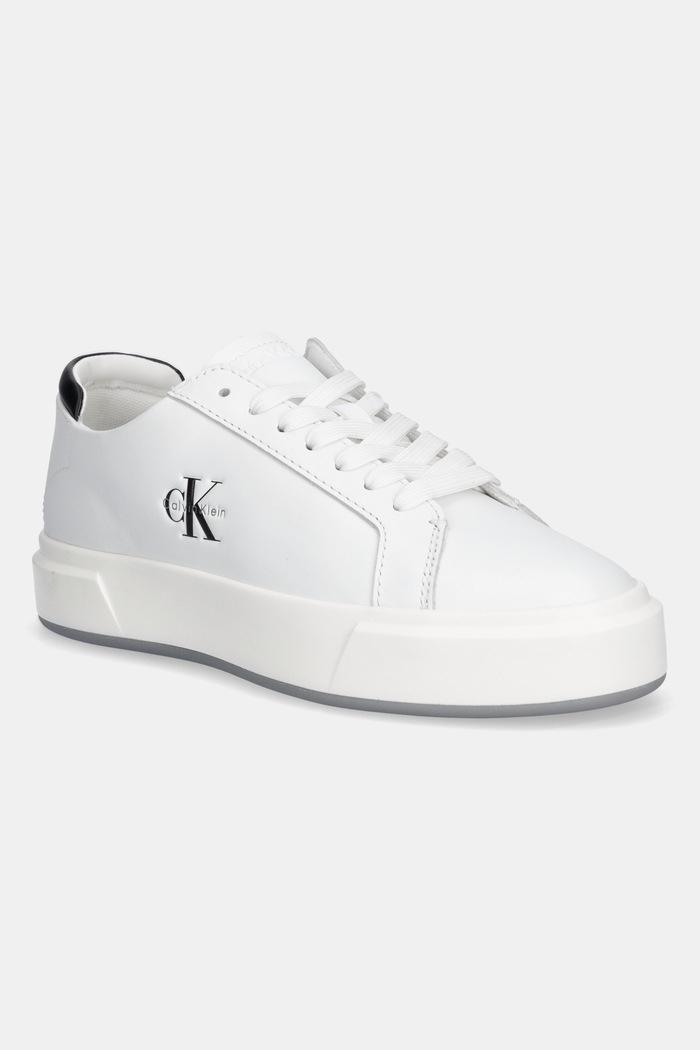 Tenisky Calvin Klein BASKET LACE UP LTH ML usňová koža biela YW0YW01945