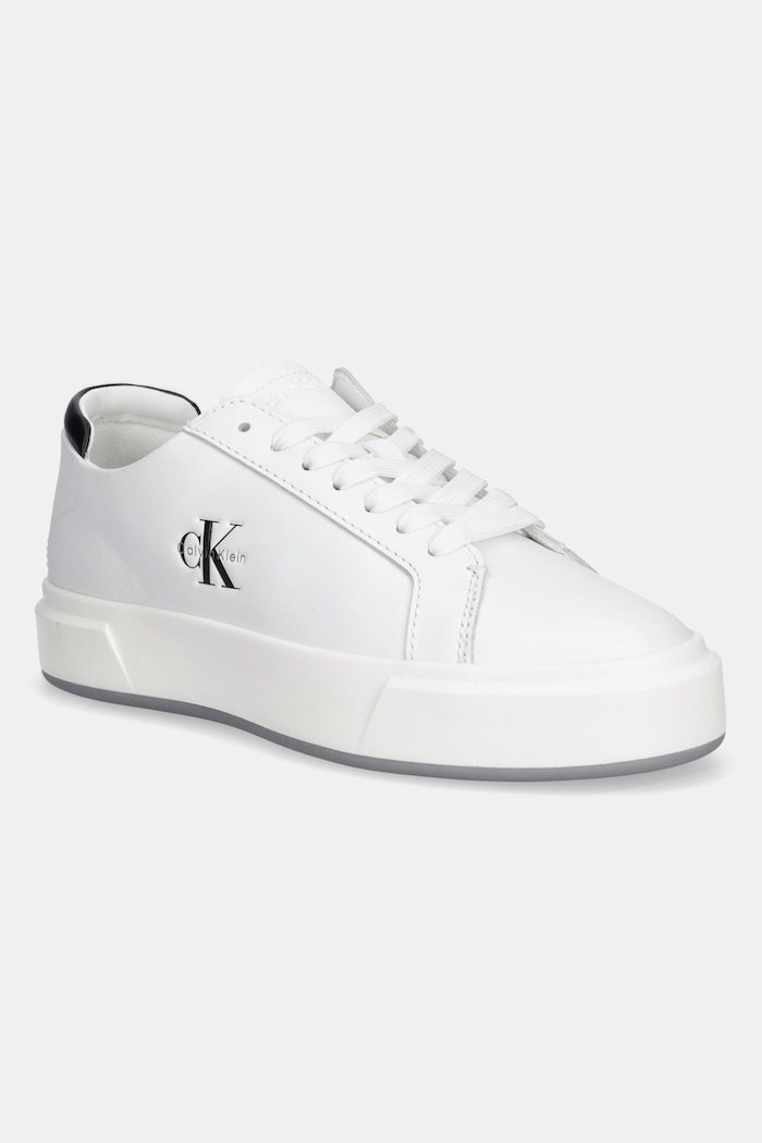 Tenisky Calvin Klein BASKET LACE UP LTH ML usňová koža biela YW0YW01945