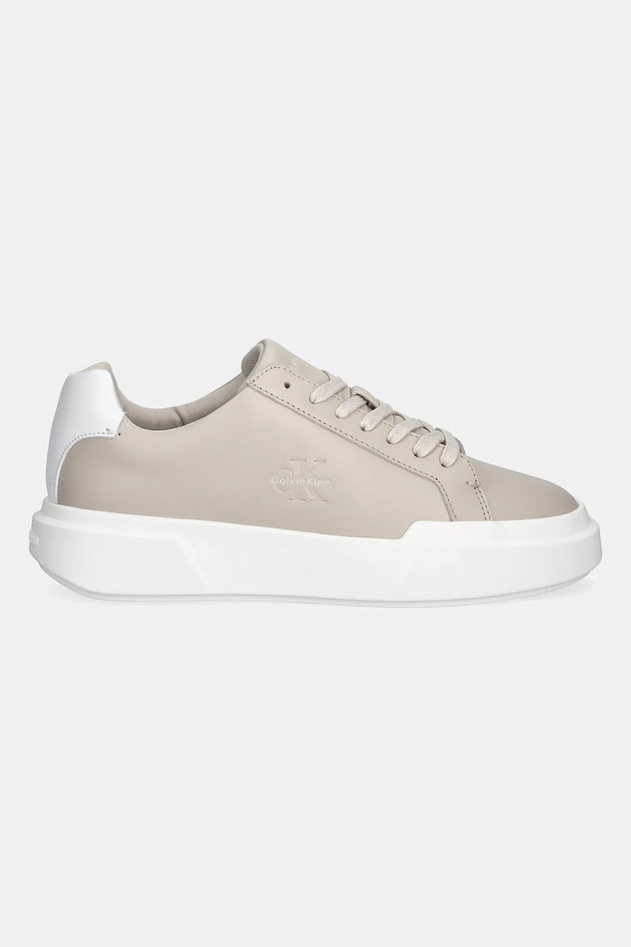 Δερμάτινα sneakers Calvin Klein CHUNKY CUPSOLE LACEUP LTH YW0YW01947 μπεζ AW25