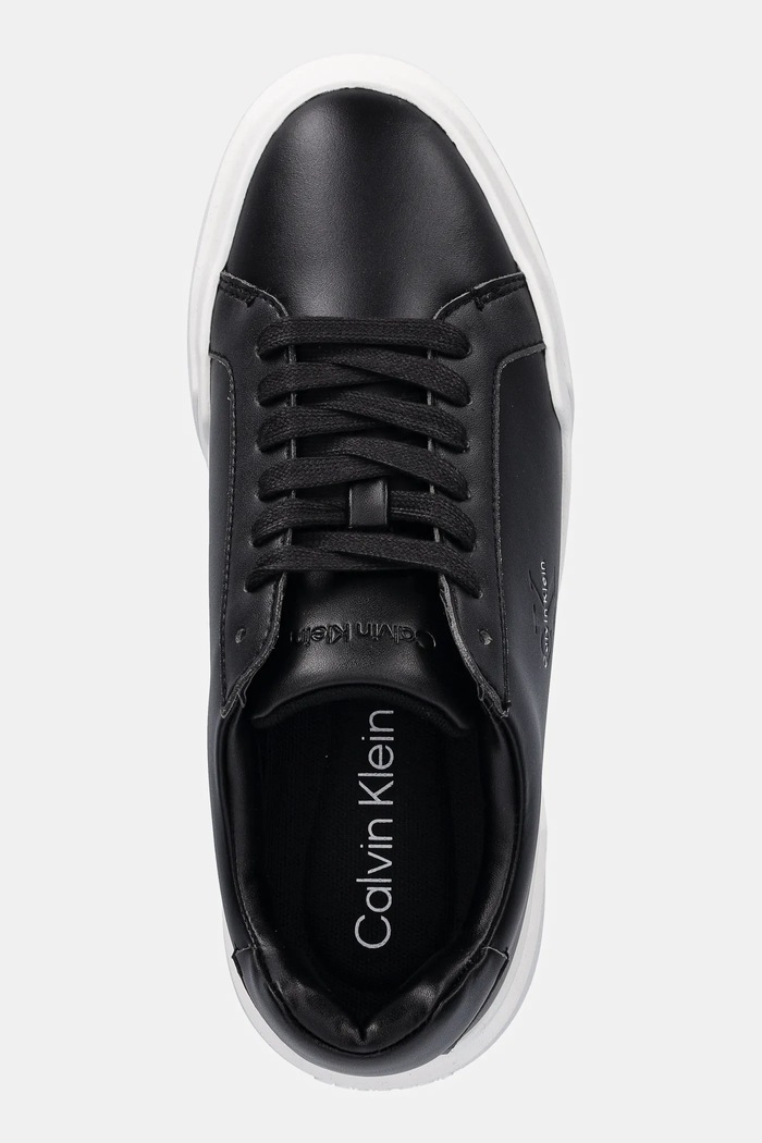 Calvin Klein sneakersy skórzane CHUNKY CUPSOLE LACEUP LTH czarny YW0YW01947