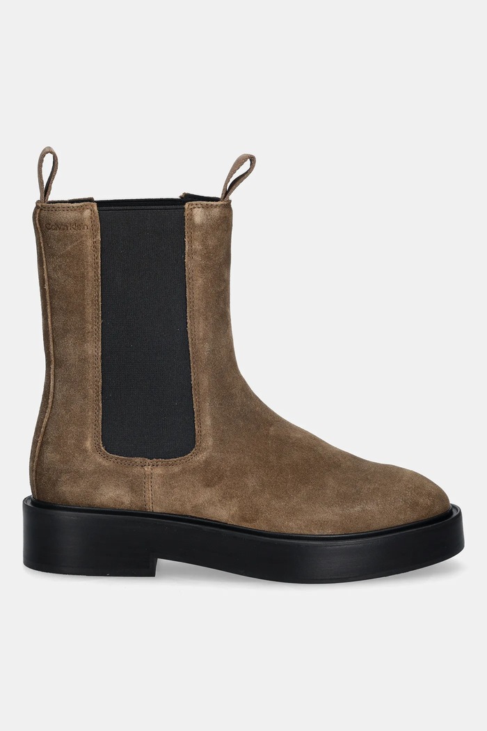 Calvin Klein botine din piele întoarsă CONVAVE WELT CHESEA SUEDE YW0YW01969 maro AW25