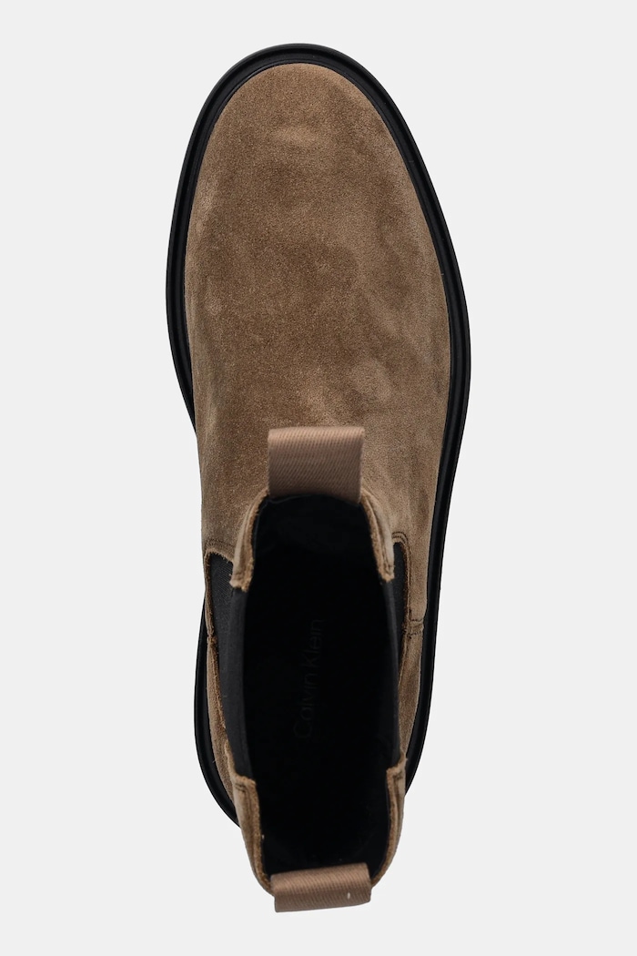 Calvin Klein botine din piele întoarsă CONVAVE WELT CHESEA SUEDE maro YW0YW01969