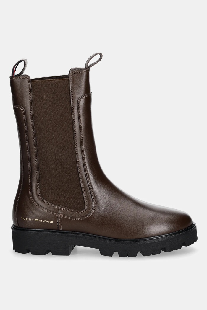 Tommy Hilfiger bőr bokacsizma TH LTHR MID CHELSEA FW0FW08770 barna AW25