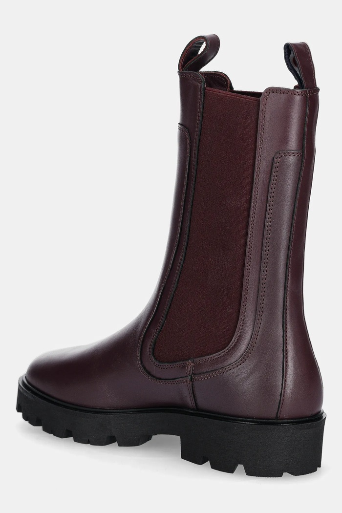 Cipők Tommy Hilfiger bőr bokacsizma TH LTHR MID CHELSEA FW0FW08770 burgundia