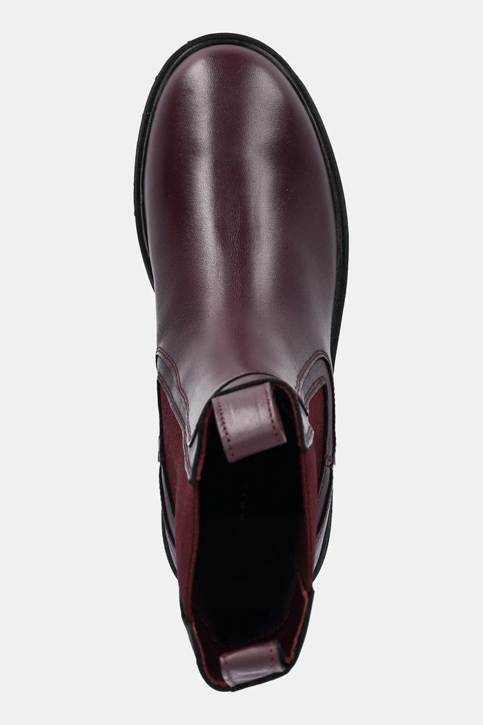 Tommy Hilfiger bőr bokacsizma TH LTHR MID CHELSEA burgundia FW0FW08770