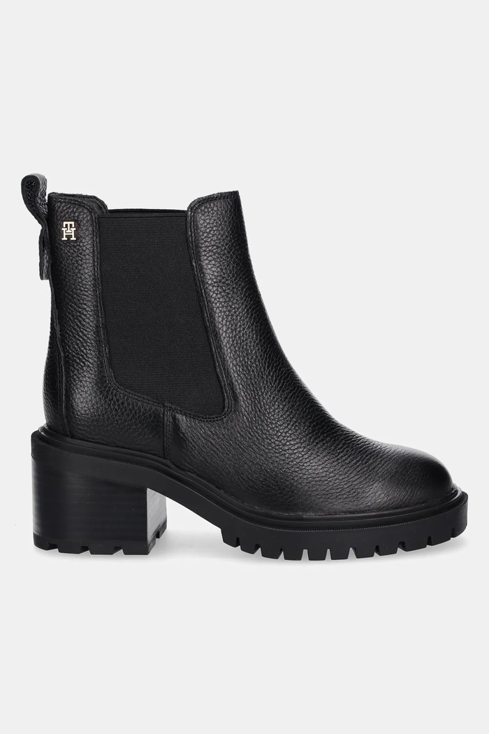 Tommy Hilfiger sztyblety skórzane TH LEATHER CHELSEA CLEATED HEEL FW0FW08774 czarny AW25