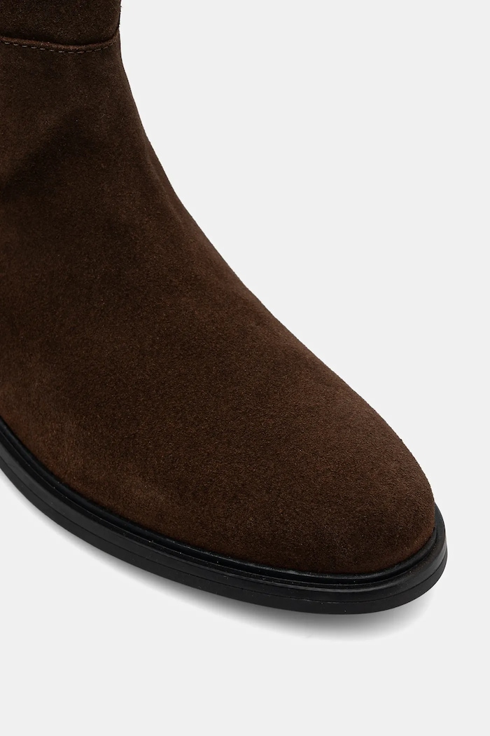 Μπότες σούετ Tommy Hilfiger FLAG SUEDE LONG BOOT καφέ FW0FW08779