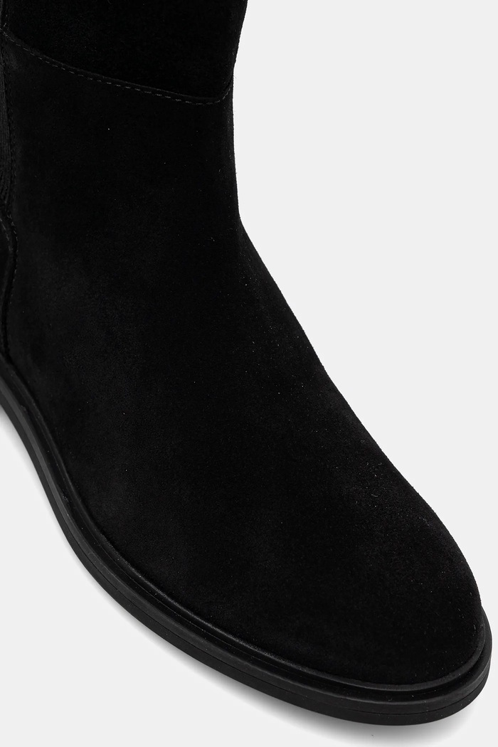 Tommy Hilfiger cizme din piele întoarsă FLAG SUEDE LONG BOOT negru FW0FW08779