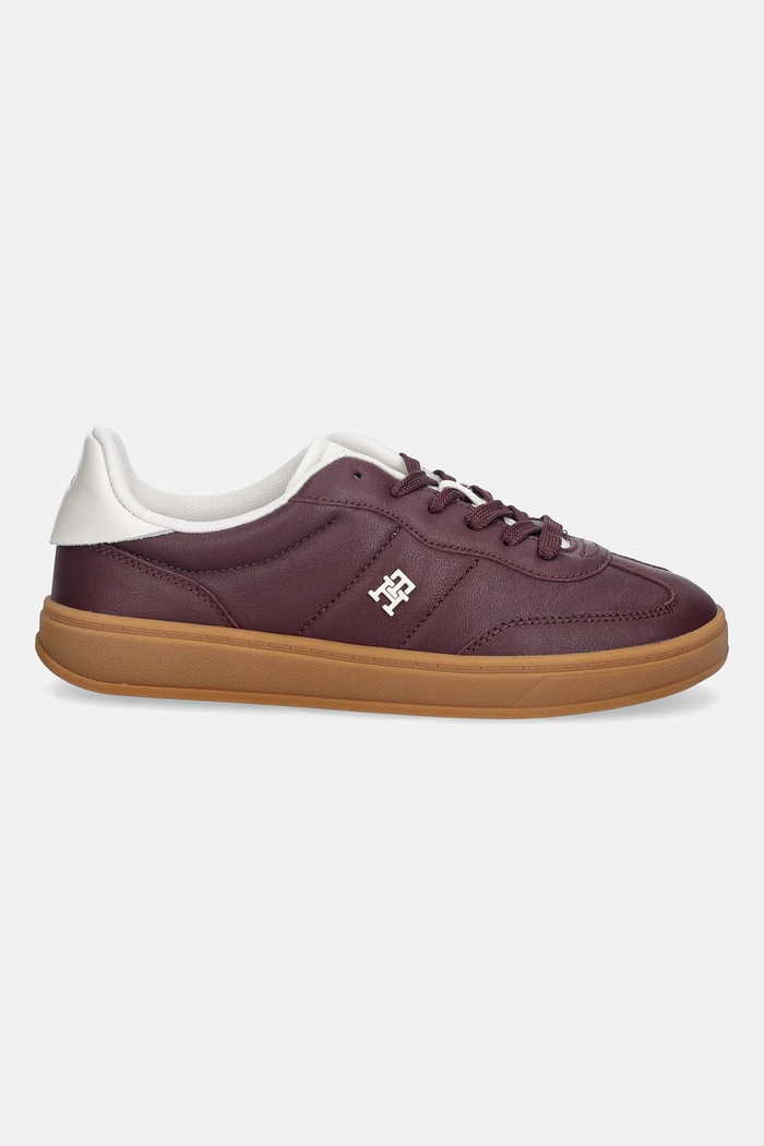 Kožené tenisky Tommy Hilfiger TH HERITAGE SNEAKER SHINY FW0FW08823 burgundské AW25
