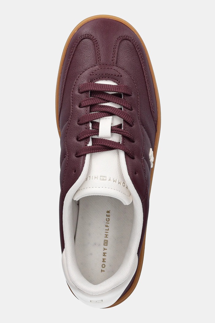 Kožené tenisky Tommy Hilfiger TH HERITAGE SNEAKER SHINY burgundské FW0FW08823