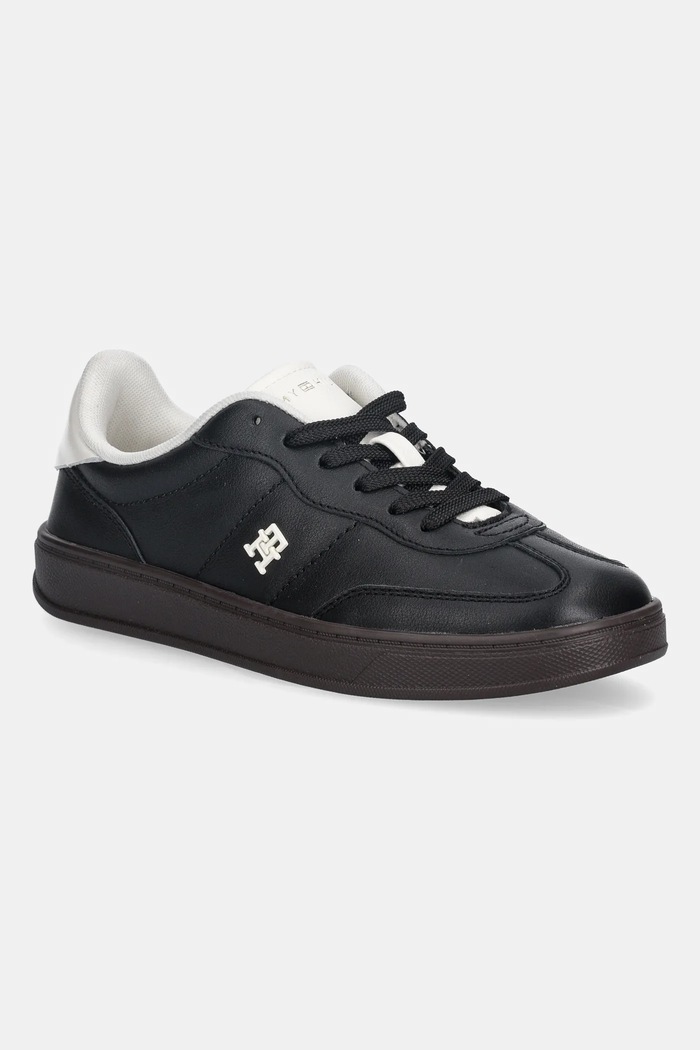 Kožené tenisky Tommy Hilfiger TH HERITAGE SNEAKER SHINY iný čierna FW0FW08823