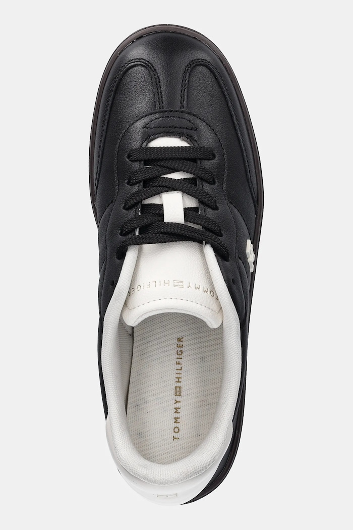 Kožené tenisky Tommy Hilfiger TH HERITAGE SNEAKER SHINY čierna FW0FW08823