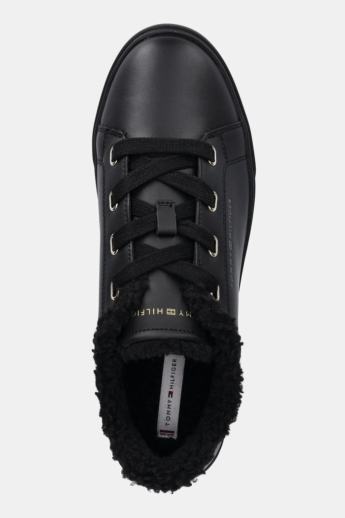Kožené tenisky Tommy Hilfiger CASUAL CUPSOLE SNEAKER WL černá FW0FW08824