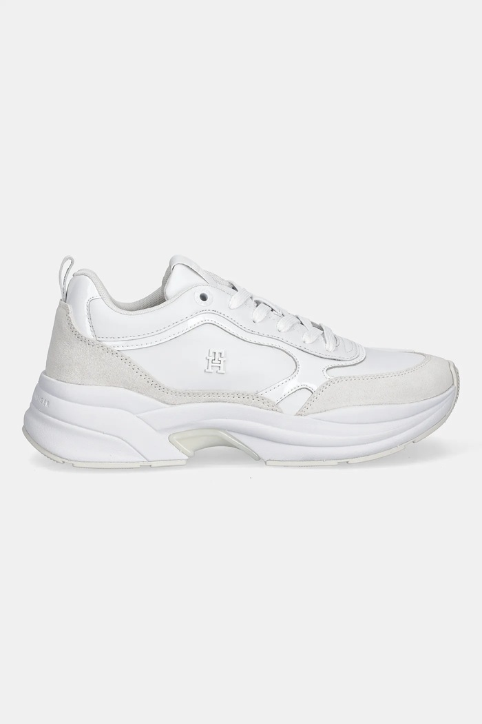 Tommy Hilfiger sneakersy skórzane TH CHUNKY RUNNER PATENT FW0FW08840 biały AW25