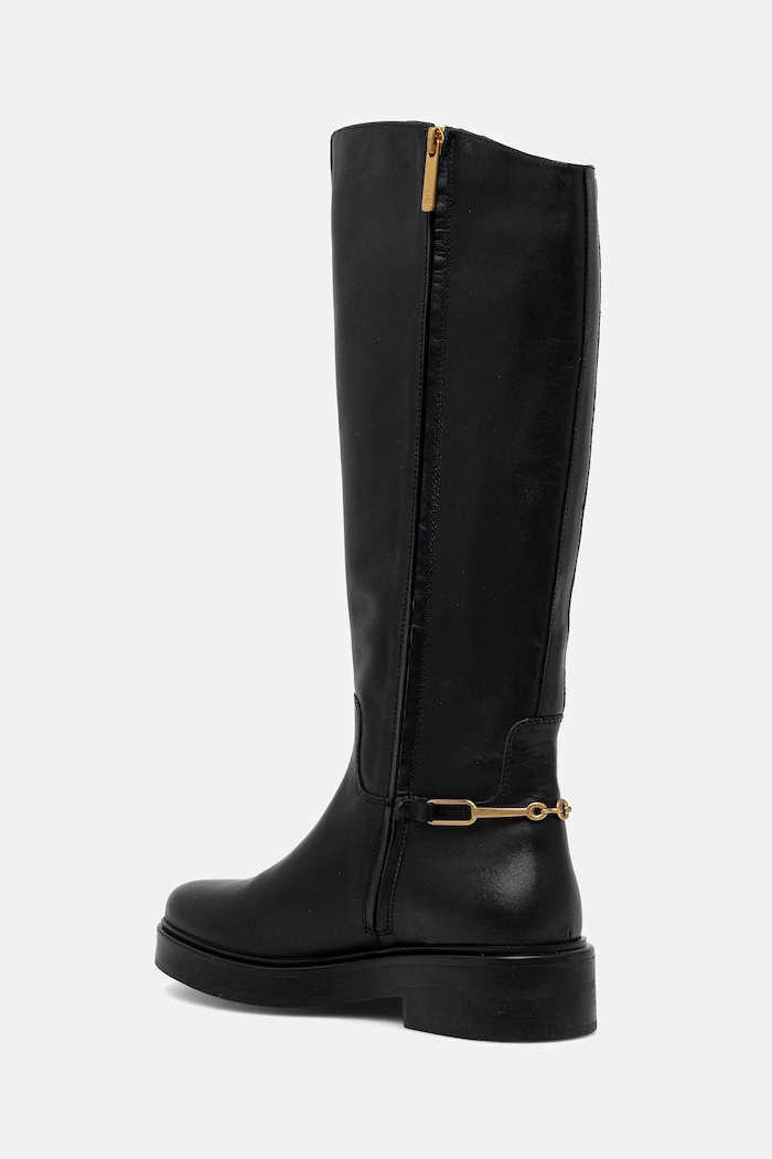 Boty Kožené kozačky Tommy Hilfiger TH HORSEBIT RIDING LONG BOOT FW0FW08863 černá