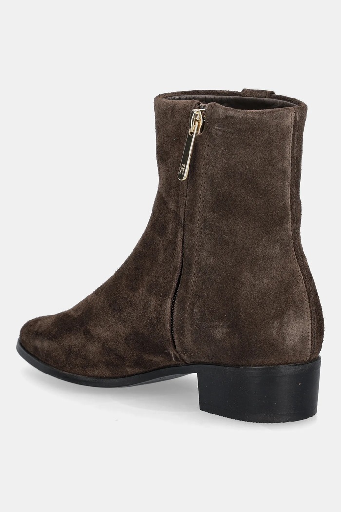 Obuwie Tommy Hilfiger botki zamszowe TH SUEDE POINTY ZIP BOOTIE FW0FW08981 brązowy